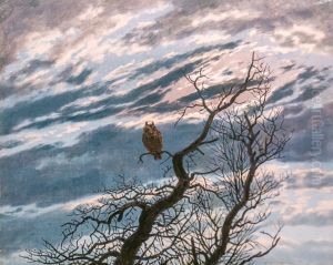 Eule auf schmucklosem Baum / Eule auf einem Baum by Caspar David Friedrich
