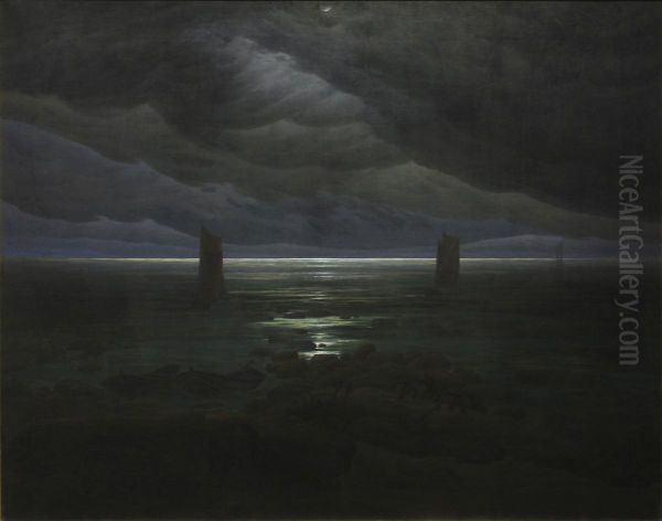 Sea Shore in Moonlight - view 1