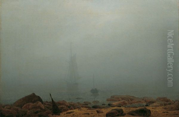 Seashore in the fog - view 1
