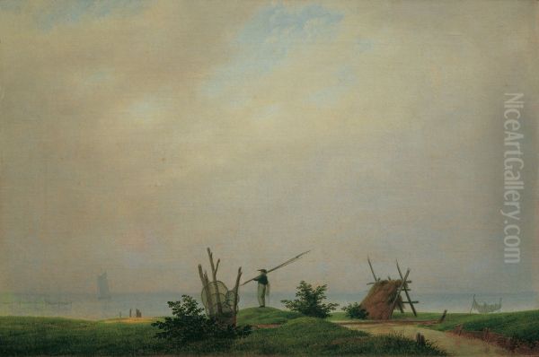 Seashore with fisherman - view 1