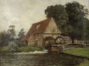 The Watermill at Lage near Neuenhaus by Julius van de Sande Bakhuyzen