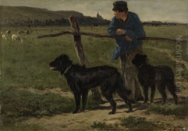 Boer met honden - view 1