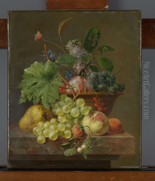 Fruitstilleven in een terracotta schaal - view 1