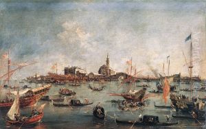 Le Doge sur le Bucentaure, a San Niccolo di Lido a Venise, le jour de l'Ascension by Francesco Guardi