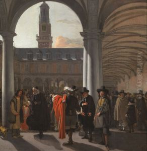 The courtyard of the Beurs in Amsterdam by Emanuel de Witte