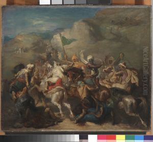 Battle of Arab Horsemen Around a Standard by Theodore Chasseriau