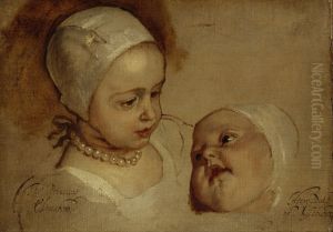 Princess Elizabeth, 1635 - 1650 and Princess Anne, 1637 - 1640. Daughters of Charles I