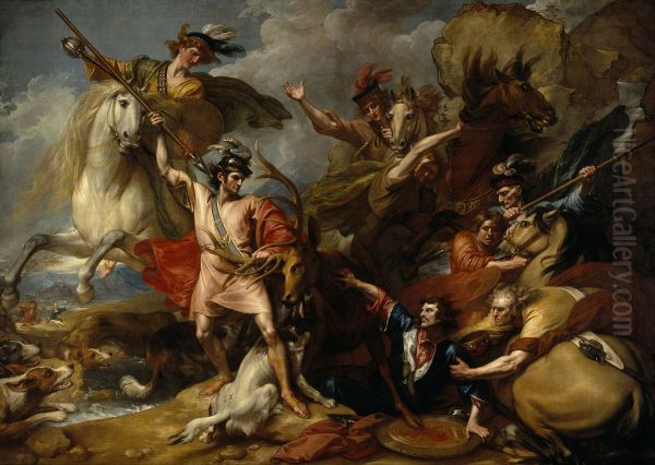 Alexander III of Scotland Rescued from the Fury of a Stag by the Intrepidity of Colin Fitzgerald ('The Death of the Stag') - view 1