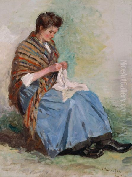 Woman Sewing - view 1