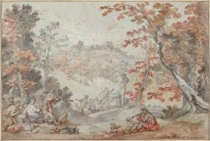 Italian Fall Landscape with Monte Porzio and an Offering to Pan, 1763 by Charles-Joseph Natoire