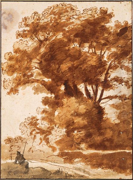 Group of Trees and Resting Sheperd - view 1