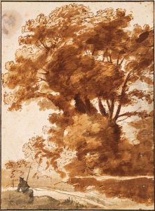 Group of Trees and Resting Sheperd