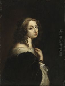 Portratt av drottning Kristina, tillskrivet David Beck (1621-1656), utford cirka 1647-1651. Tidigare tillskrivet Sebastian Bourdon.