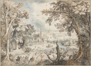 Landscape with a Hare Hunt by David Vinckboons I