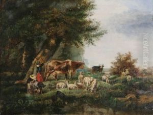 Koppel Herders Met Kudde by Henri Jos. Gommarus Carpentero