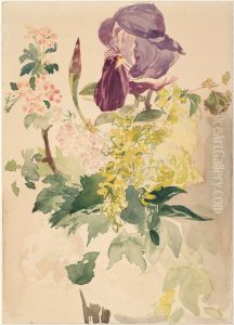 Flower Piece with Iris, Laburnum, and Geranium, 1880