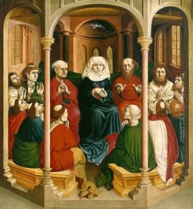 Die Ausgiessung des Hl. Geistes (Pfingsten); Aussenflugel des Wurzacher Altars (links unten) by Hans Multscher