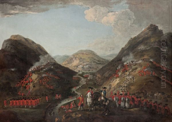 The Battle of Glenshiel 1719. Figures probably include Lord George Murray, c 1700 - 1760; Rob Roy MacGregor, 1671 - 1734; and General Joseph Wightman, d. 1722 - view 1