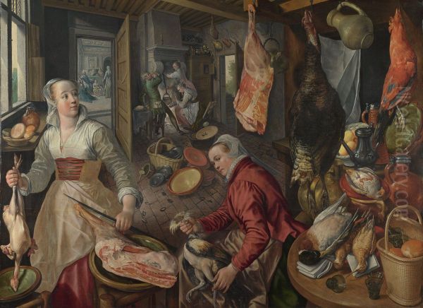 Fire. A Kitchen Scene with Christ in the House of Martha and Mary in the Background - view 1
