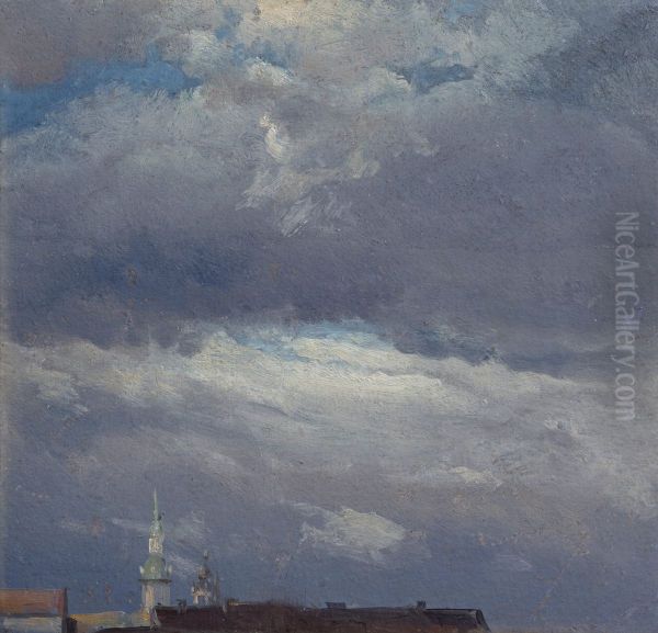 Stormclouds over the Castle Tower in Dresden - view 1
