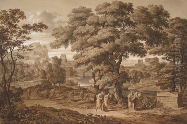 Oedipus and Antigone Leave Thebes - view 1