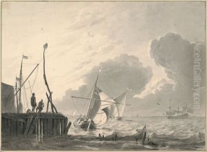 Harbor on the Sea in Gathering Thunderstorm