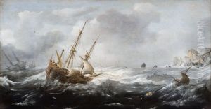 Ships in a Storm on a Rocky Coast