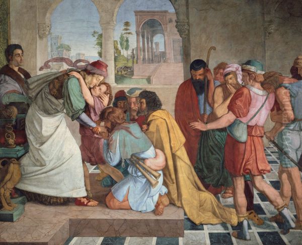 Joseph gibt sich seinen Brudern zu erkennen. Wandgemalde aus dem achtteiligen Zyklus aus der Casa Bartholdy in Rom - view 1