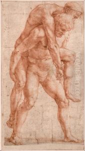 Young Man Carrying an Old Man on His Back by Raphael