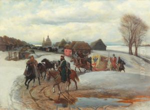 The Spring Pilgrimage of the Tsarina, under Tsar Aleksy Mihailovich by Vyacheslav Schwarz