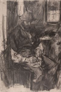 Farmer at a Table, Stuffing His Pipe by Wilhelm Leibl