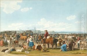 Cattle Market before a Large City on a Lake Cattle Market before a Large City on a Lake