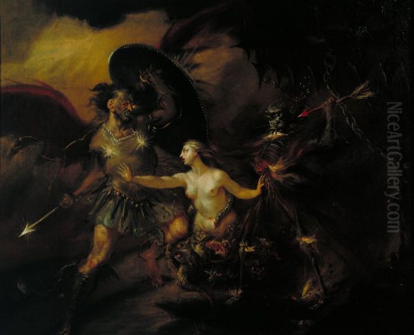 Satan, Sin and Death (A Scene from Milton's `Paradise Lost') - view 1