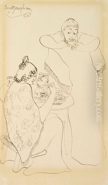 Two Women at a Coffee Table - view 1