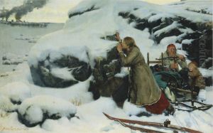 Burnt village by Albert Edelfelt
