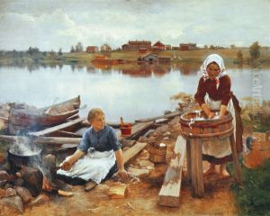 Laundry at the River Bank by Eero Jarnefelt