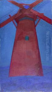 Molen; De rode molen by Piet Mondrian
