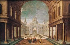 Capricho Arquitectonico Con Escena Biblica