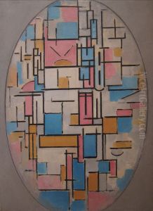 Composition in oval with color planes 1 by Piet Mondrian