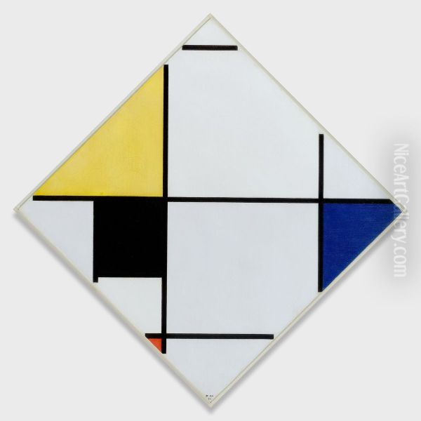 Lozenge Composition with Yellow, Black, Blue, Red, and Gray - view 1