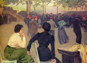 Sardanas en la fuente de san Roque de Olot by Ramon Casas