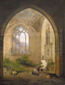 Scene in a Ruined Chapel by Francois Fleury-Richard