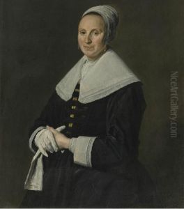 Portrait of an unknown woman with gloves by Frans Hals