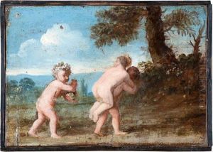 Paesaggio Con Putti by Giulio Carpione