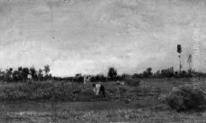 Landscape with Gleaners by Charles-Francois Daubigny