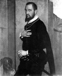 Portrait of a Gentleman with a Dog by Giovanni Battista Moroni