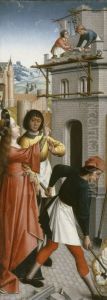 St. Barbara Directing the Construction of a Third Window in Her Tower by Master of Affligem