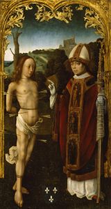 Saint Sebastian and a Bishop Saint by Master of the Virgo inter Virgines