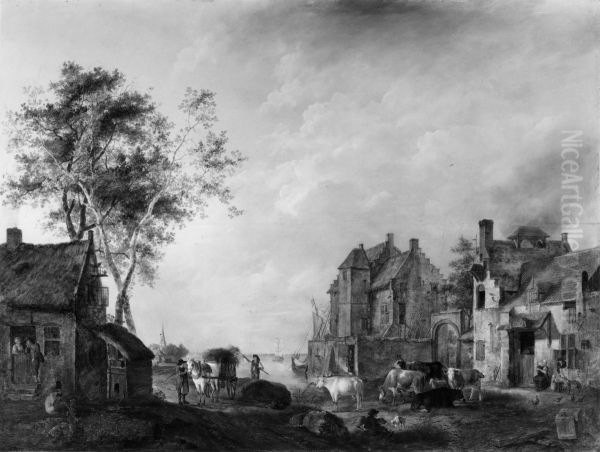 Village Scene on a River - view 1