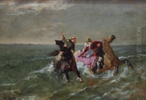 La chevauchee de saint Guenole et du Roi Gradlon by Evariste Vital Luminais